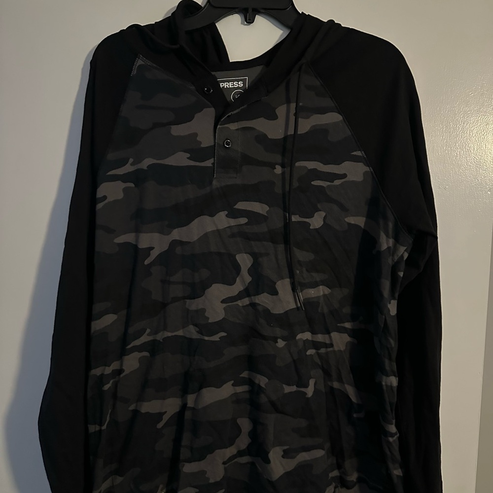 Express Black and Gray Camo Hoodie